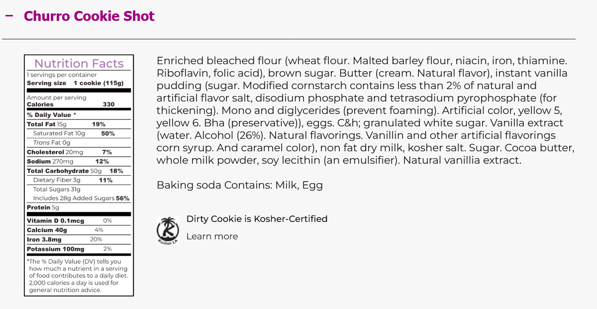 Chocolate Chip Cookie Shots by Dirty Cookie