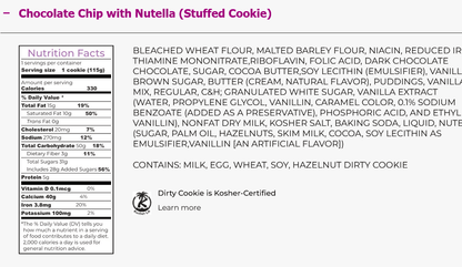 Stuffed Cookies - Chocolate Chip with Hazelnut Spread by Dirty Cookie