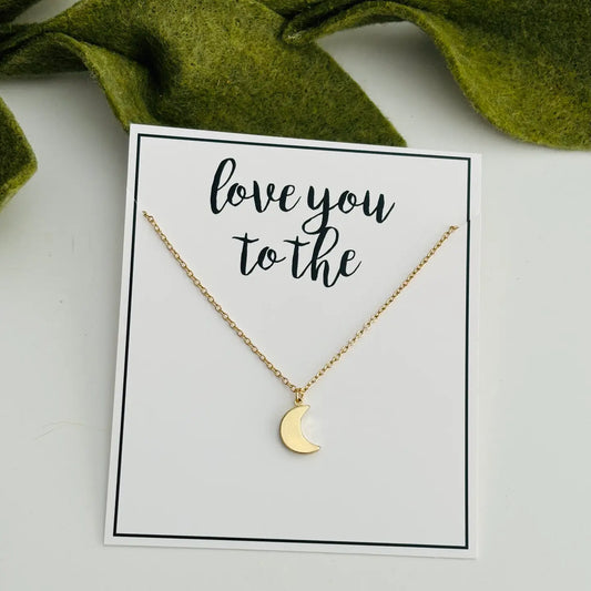 To The Moon - Necklace & Stationery Card Combo